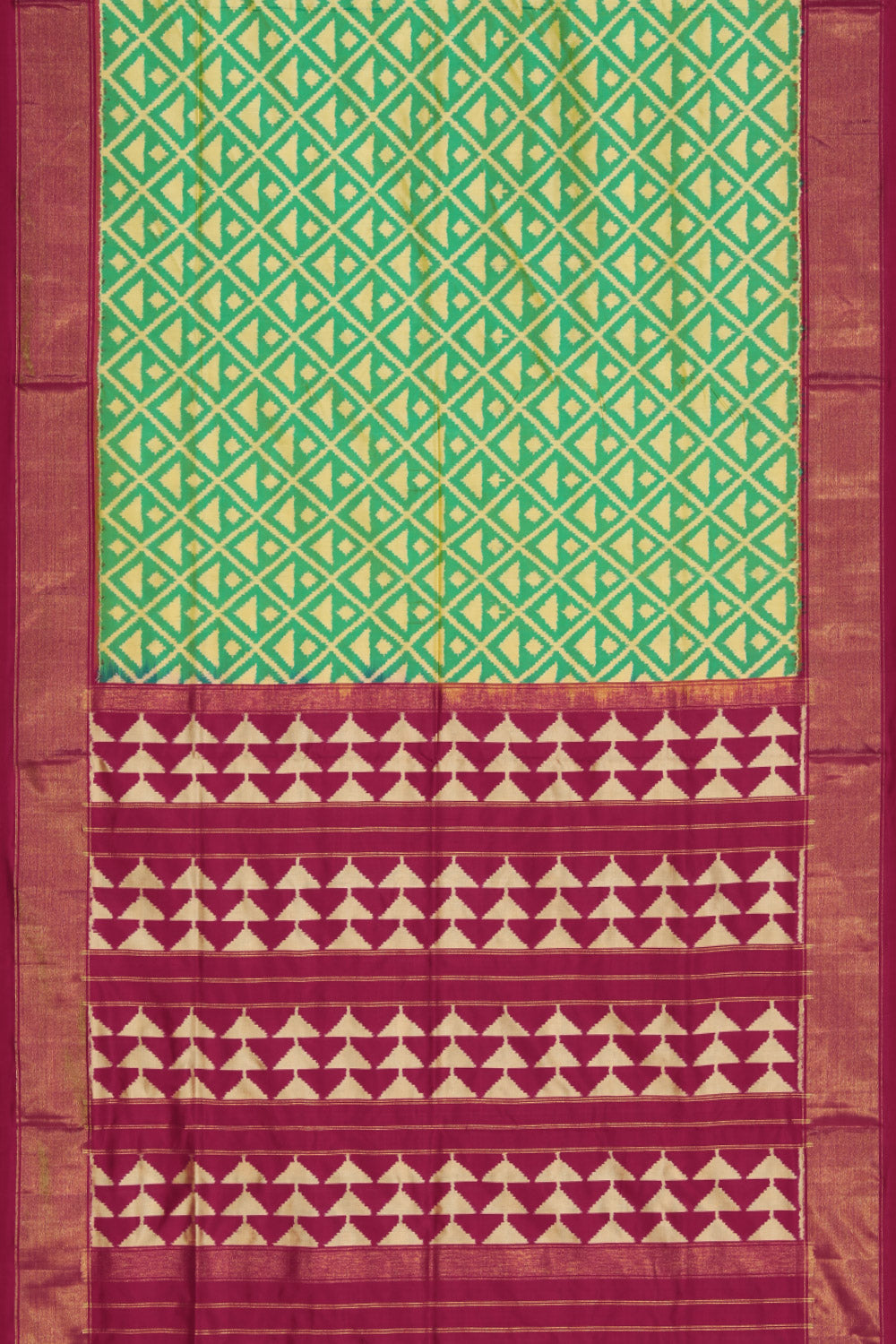 Image of Pochampally Silk Ikat Green Saree